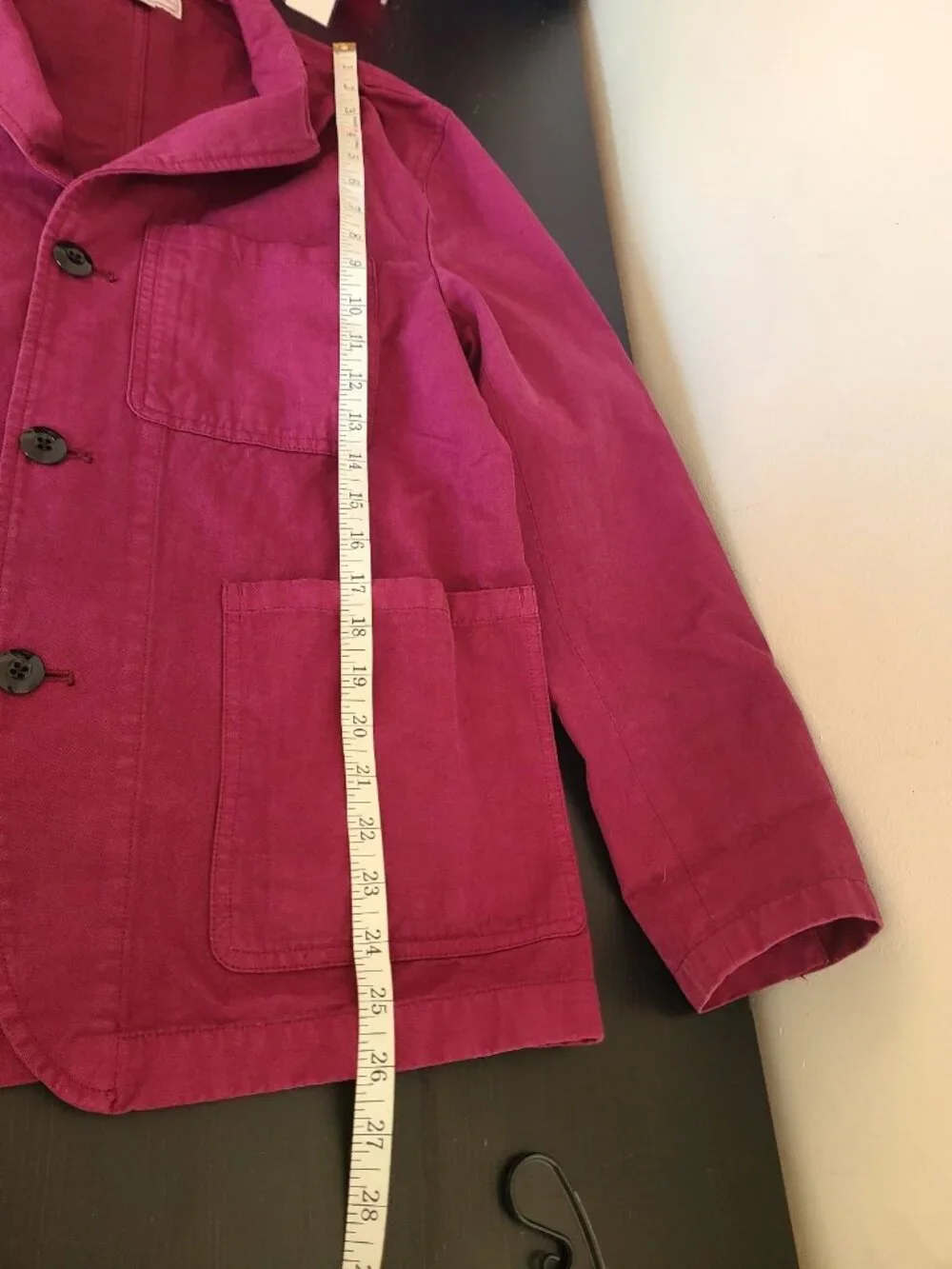 Wallace & Barnes Mens 38S Cotton Linen Chore Blazer Jacket Magenta Utility